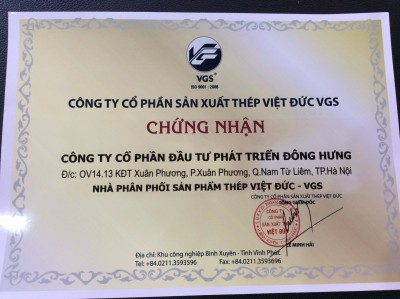Giấy chứng nhận Thép Việt Đức
